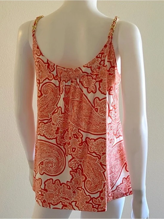 Michael Kors Women’s Orange  Paisley Pattern Sleeveless Too Blouse Size Medium - Picture 3 of 10